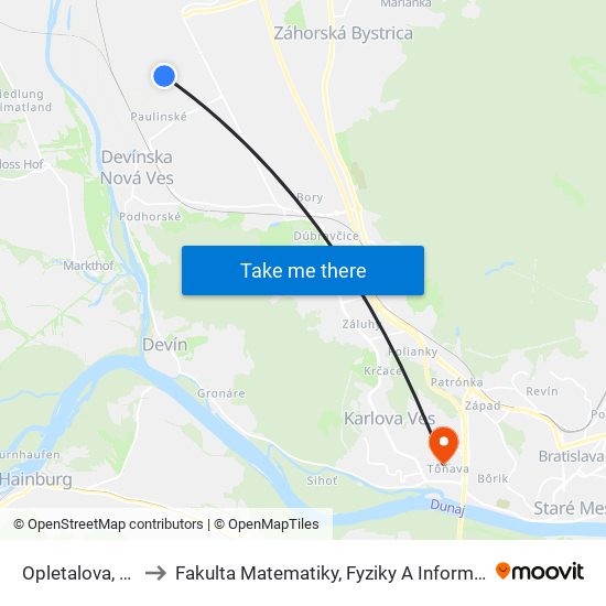 Opletalova, Vw5 to Fakulta Matematiky, Fyziky A Informatiky Uk map