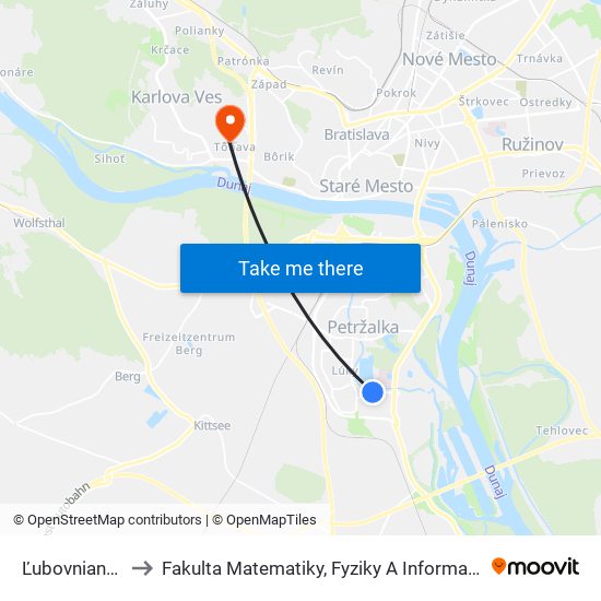 Ľubovnianska to Fakulta Matematiky, Fyziky A Informatiky Uk map