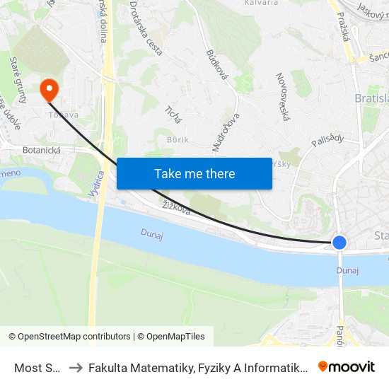 Most Snp to Fakulta Matematiky, Fyziky A Informatiky Uk map