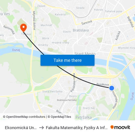 Ekonomická Univerzita to Fakulta Matematiky, Fyziky A Informatiky Uk map