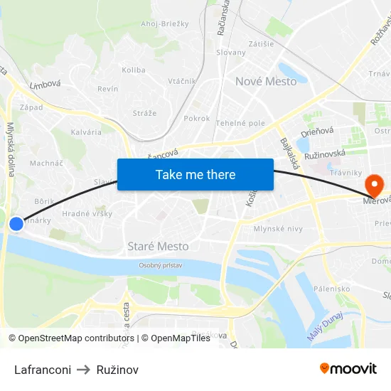 Lafranconi to Ružinov map