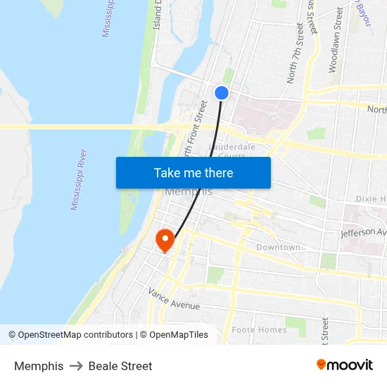 Memphis to Beale Street map