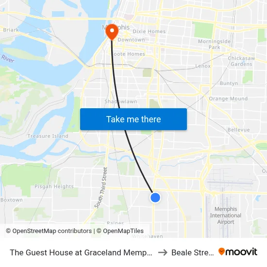The Guest House at Graceland Memphis to Beale Street map