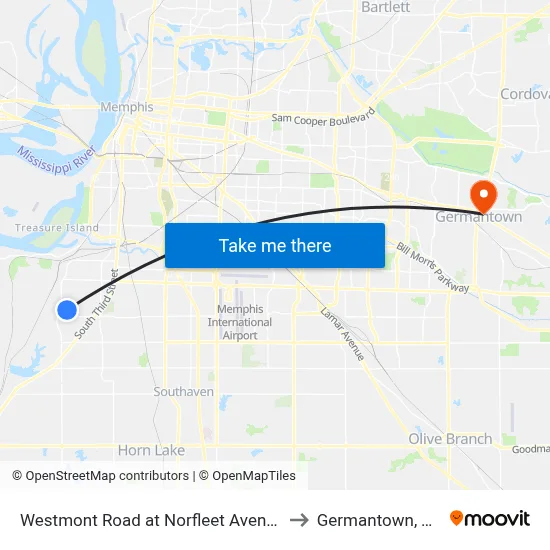 Westmont Road at Norfleet Avenue to Germantown, TN map