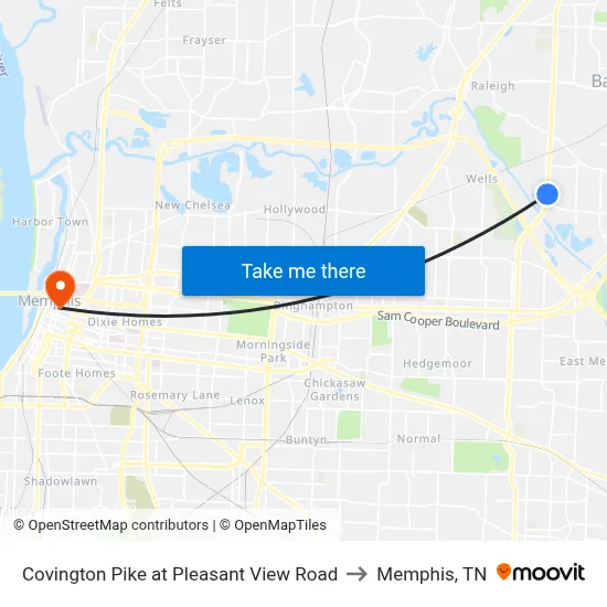 Covington Pike at Pleasant View Road to Memphis, TN map