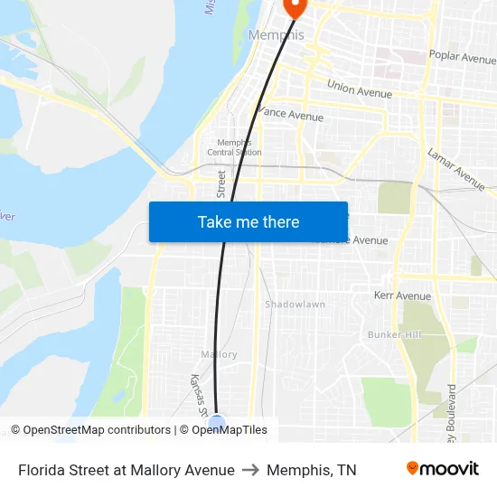 Florida Street at Mallory Avenue to Memphis, TN map