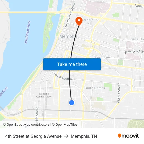 4th Street at Georgia Avenue to Memphis, TN map