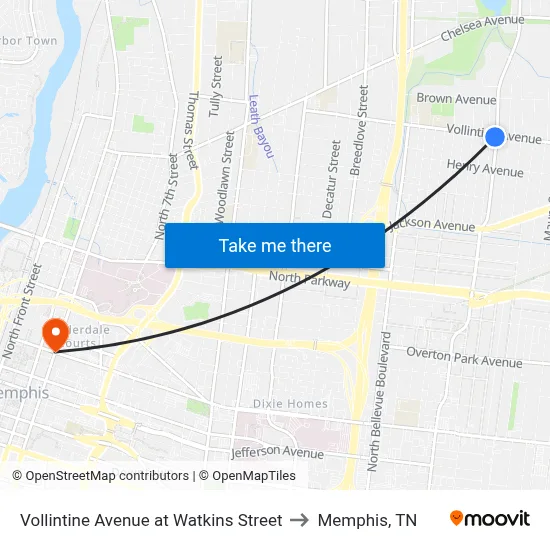 Vollintine Avenue at Watkins Street to Memphis, TN map