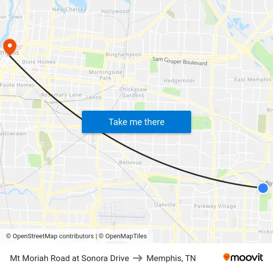 Mt Moriah Road at Sonora Drive to Memphis, TN map