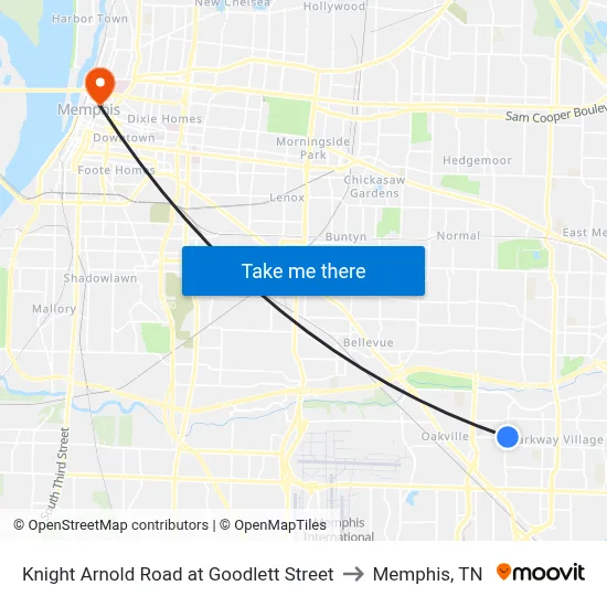 Knight Arnold Road at Goodlett Street to Memphis, TN map