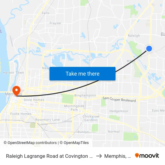 Raleigh Lagrange Road at Covington Pike to Memphis, TN map