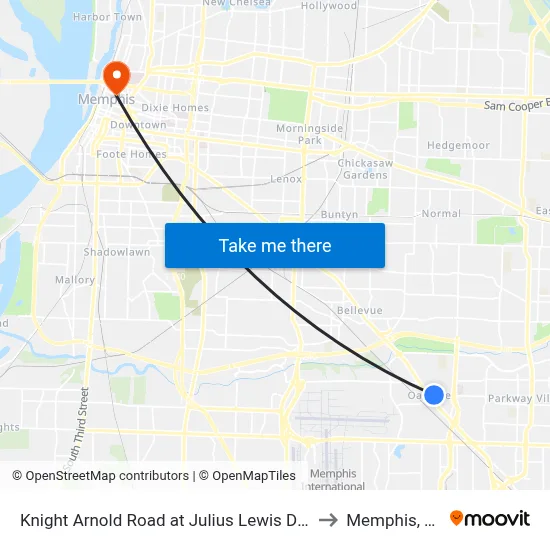 Knight Arnold Road at Julius Lewis Drive to Memphis, TN map