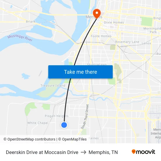 Deerskin Drive at Moccasin Drive to Memphis, TN map