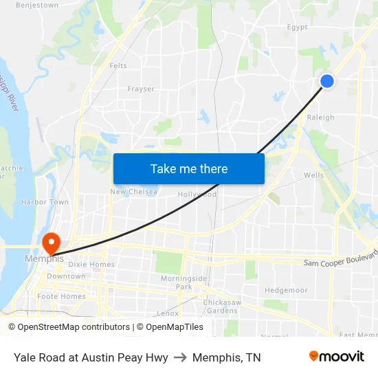 Yale Road at Austin Peay Hwy to Memphis, TN map
