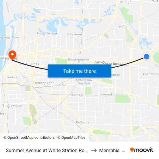 Summer Avenue at White Station Road to Memphis, TN map