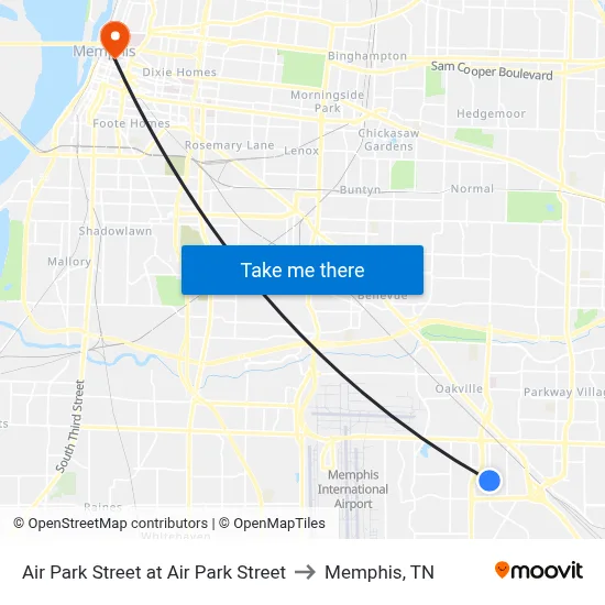 Air Park Street at Air Park Street to Memphis, TN map