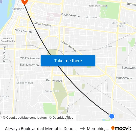 Airways Boulevard at Memphis Depot Pkwy to Memphis, TN map