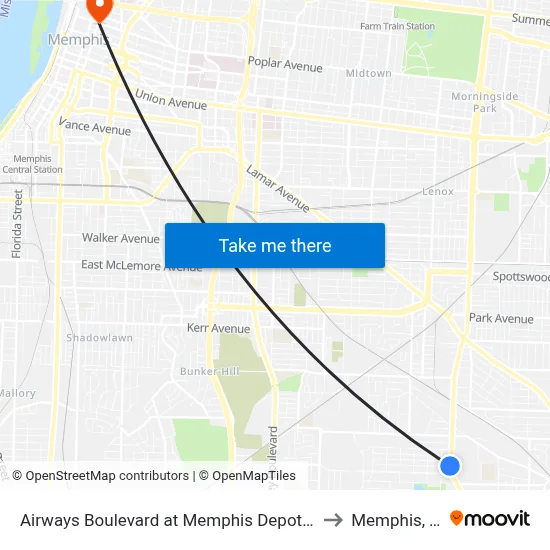 Airways Boulevard at Memphis Depot Pkwy to Memphis, TN map