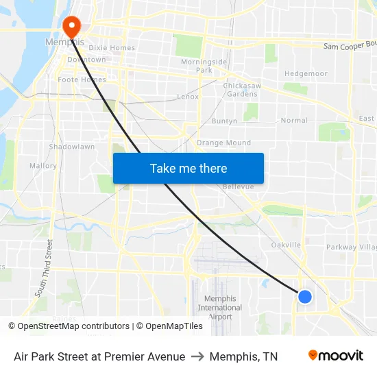 Air Park Street at Premier Avenue to Memphis, TN map