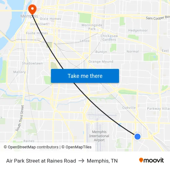 Air Park Street at Raines Road to Memphis, TN map