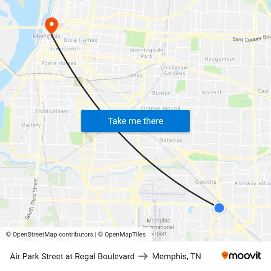 Air Park Street at Regal Boulevard to Memphis, TN map