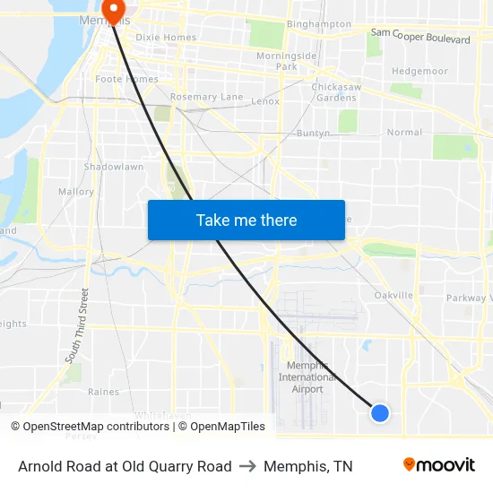 Arnold Road at Old Quarry Road to Memphis, TN map