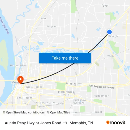 Austin Peay Hwy at Jones Road to Memphis, TN map
