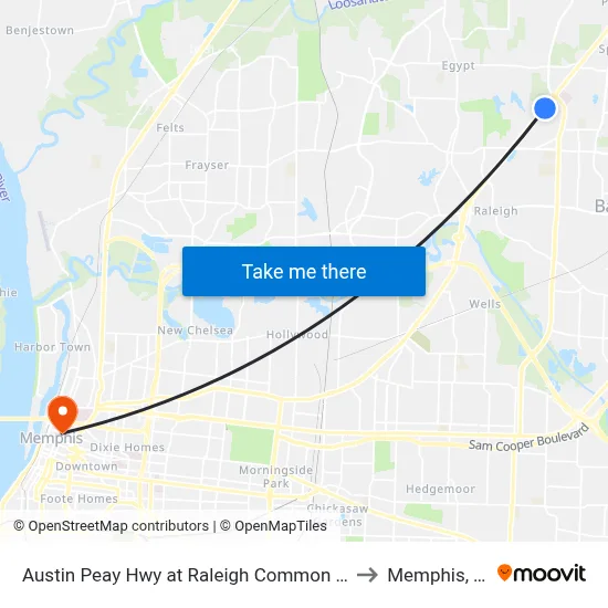 Austin Peay Hwy at Raleigh Common Drive to Memphis, TN map