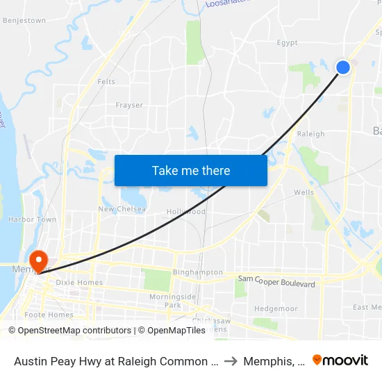Austin Peay Hwy at Raleigh Common Drive to Memphis, TN map