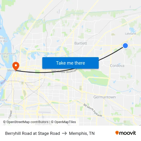 Berryhill Road at Stage Road to Memphis, TN map