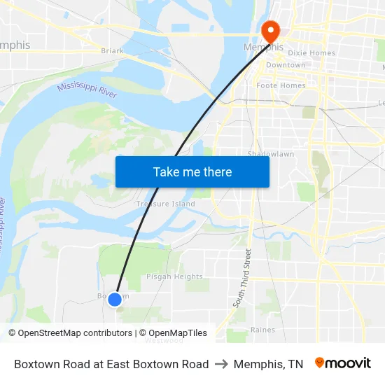 Boxtown Road at East Boxtown Road to Memphis, TN map