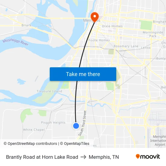 Brantly Road at Horn Lake Road to Memphis, TN map