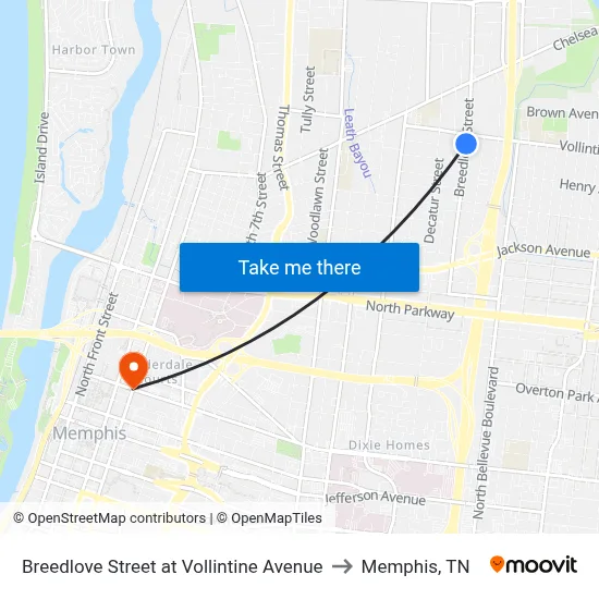 Breedlove Street at Vollintine Avenue to Memphis, TN map