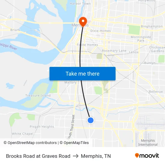 Brooks Road at Graves Road to Memphis, TN map
