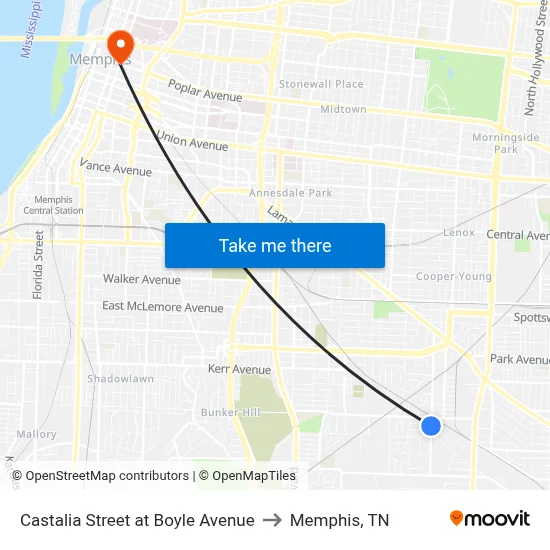 Castalia Street at Boyle Avenue to Memphis, TN map