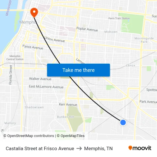 Castalia Street at Frisco Avenue to Memphis, TN map