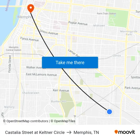 Castalia Street at Keltner Circle to Memphis, TN map