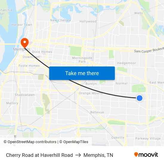 Cherry Road at Haverhill Road to Memphis, TN map