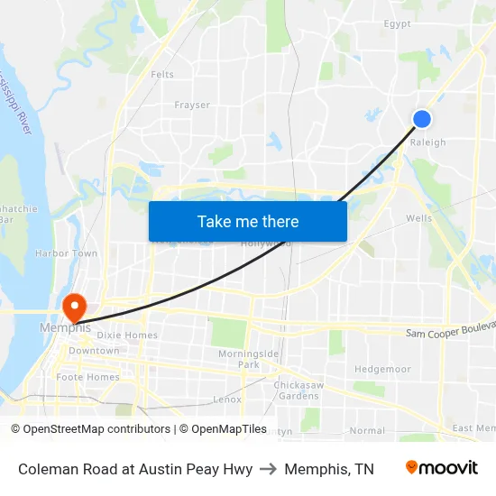 Coleman Road at Austin Peay Hwy to Memphis, TN map