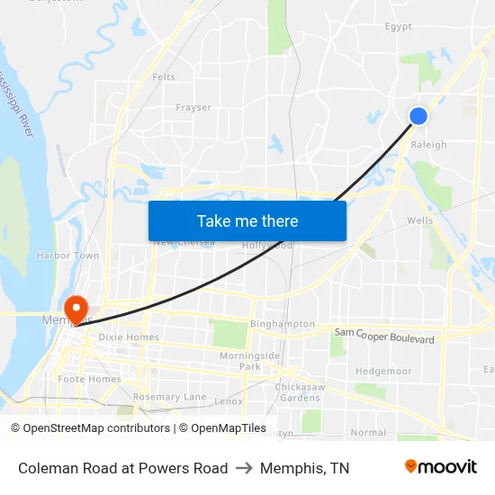 Coleman Road at Powers Road to Memphis, TN map