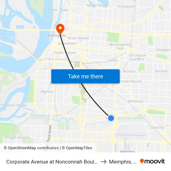 Corporate Avenue at Nonconnah Boulevard to Memphis, TN map