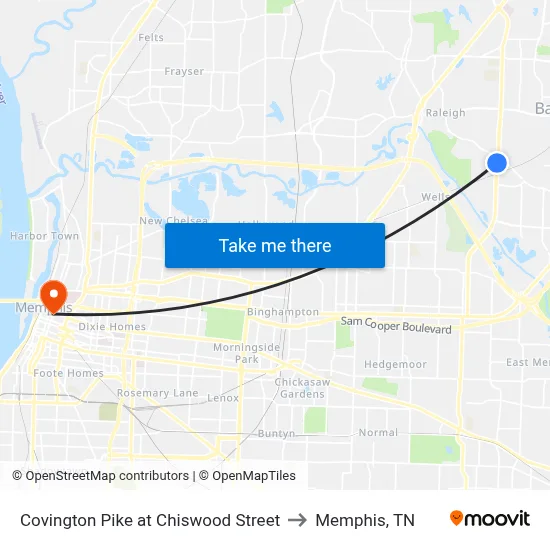 Covington Pike at Chiswood Street to Memphis, TN map