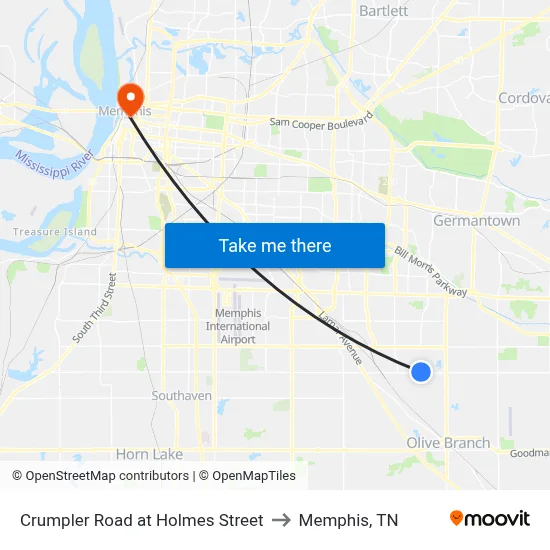 Crumpler Road at Holmes Street to Memphis, TN map