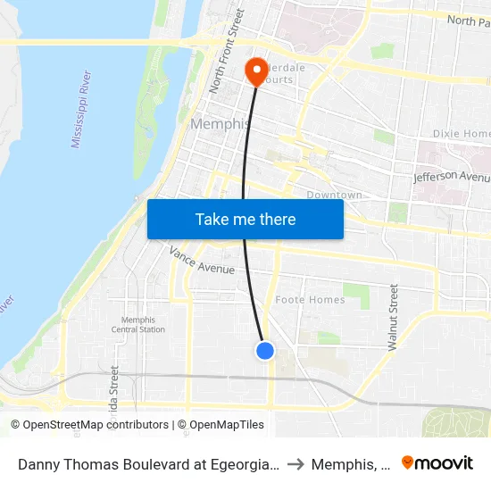 Danny Thomas Boulevard at Egeorgia Ave to Memphis, TN map