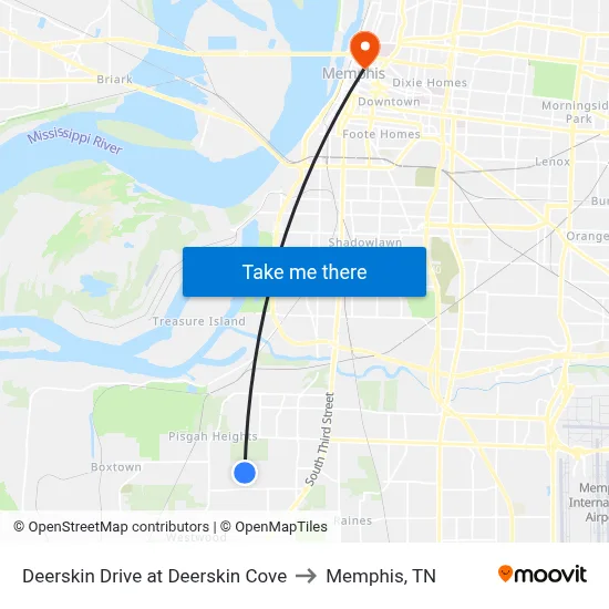 Deerskin Drive at Deerskin Cove to Memphis, TN map