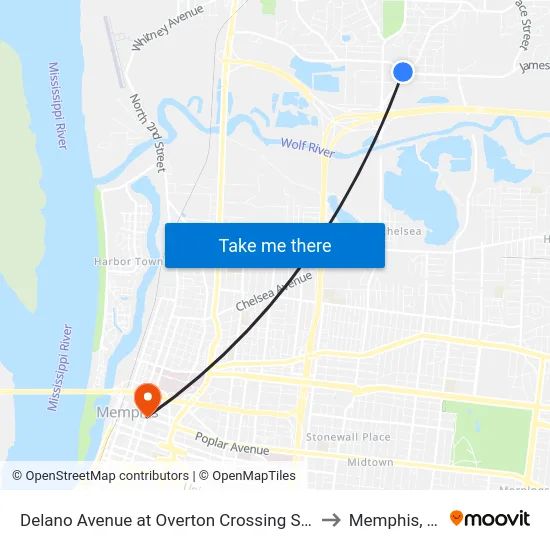 Delano Avenue at Overton Crossing Street to Memphis, TN map