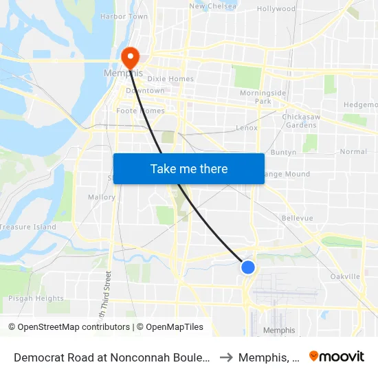 Democrat Road at Nonconnah Boulevard to Memphis, TN map