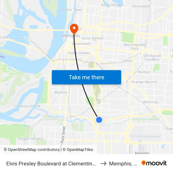 Elvis Presley Boulevard at Clementine Rd to Memphis, TN map