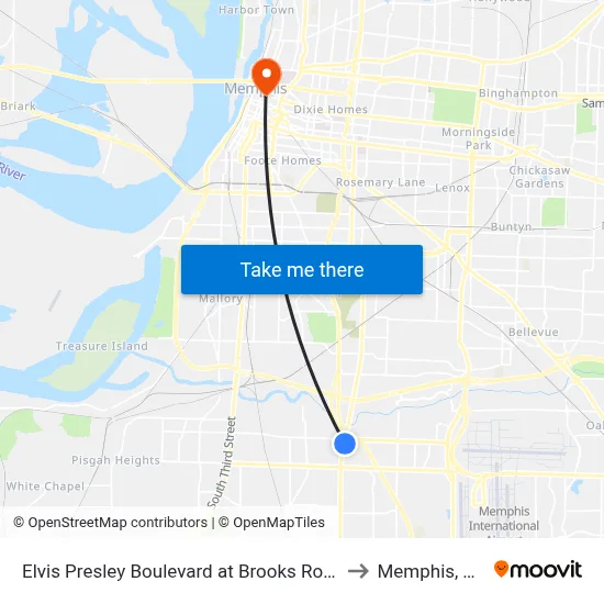Elvis Presley Boulevard at Brooks Road to Memphis, TN map