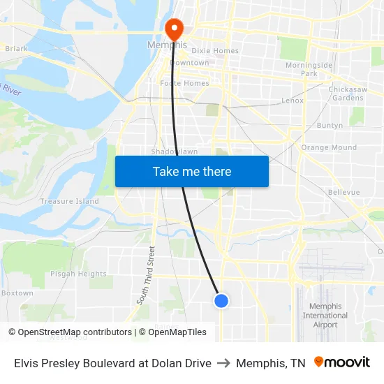 Elvis Presley Boulevard at Dolan Drive to Memphis, TN map